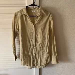 NEW Uniqlo U Women Sheer Long Sleeve Shirt, Green, Size XXS